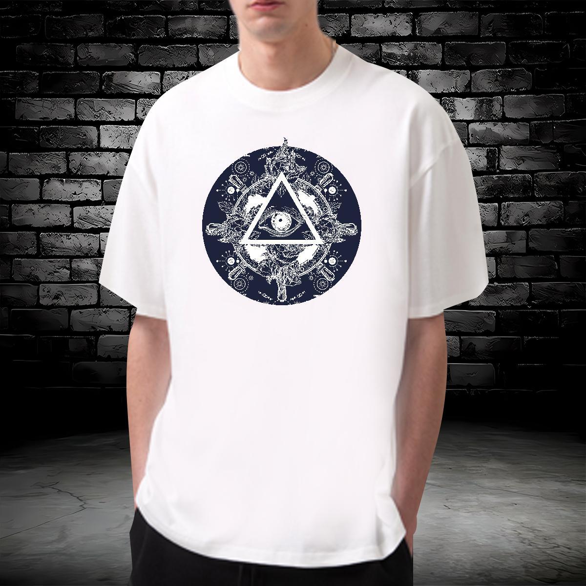 Loose Mens T Shirts 230g Pure Cotton eye of the devil Beach Anime Print Short Sleeve O-Neck Men Tees Designer Tops Tees