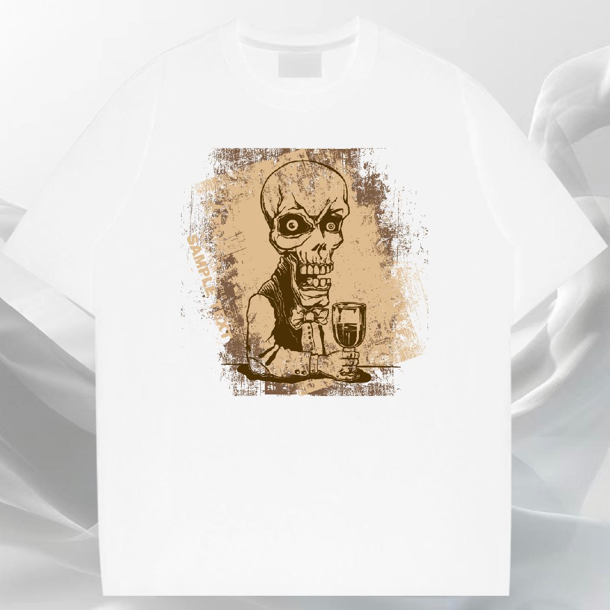 Comfortable T Shirt For Man 100% Cotton 230g skull Sports Casual Cartoon Print Breathable Short Sleeve Mens Tshirts New Arrival Tees