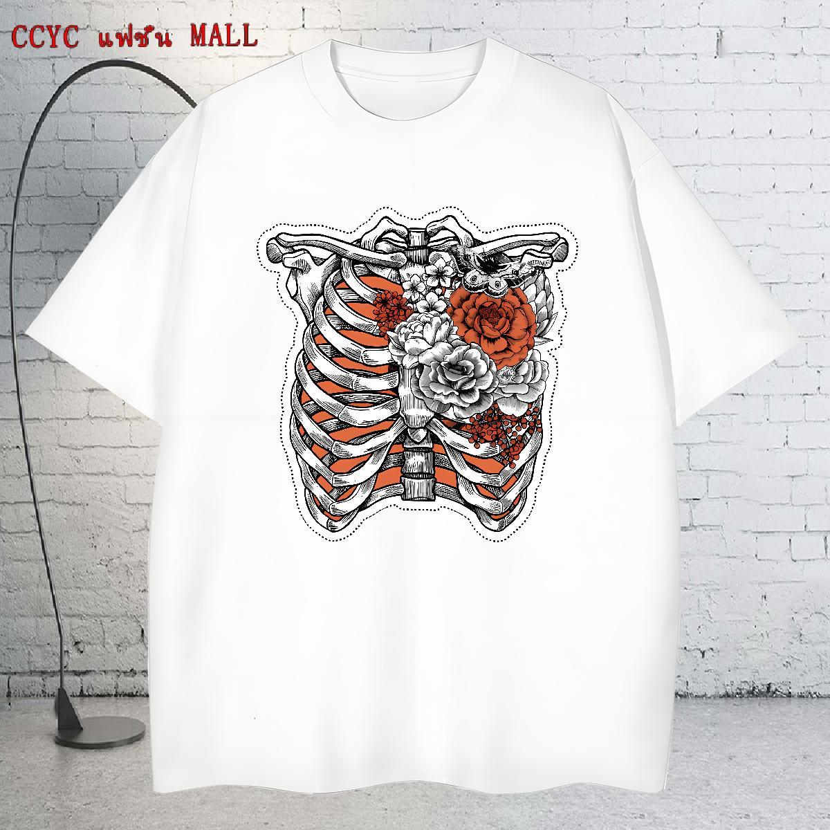Wholesale T Shirts Men 230g 100% Cotton skull Street Wear Anime Round Neck Short Sleeve Tshirts Casual New Tops Shirt
