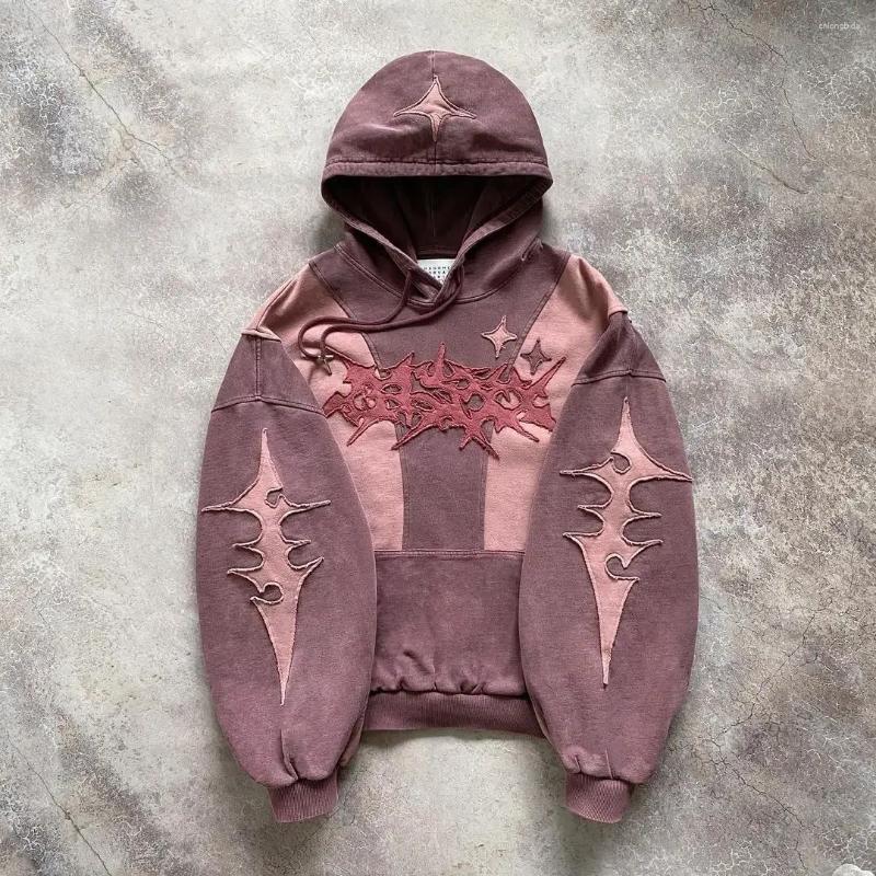 Women's Hoodies High Street Distress Harajuku Fashion Star Patch Old Sweatshirt Winter Streetwear Men Women Patchwork Gothic Trendy