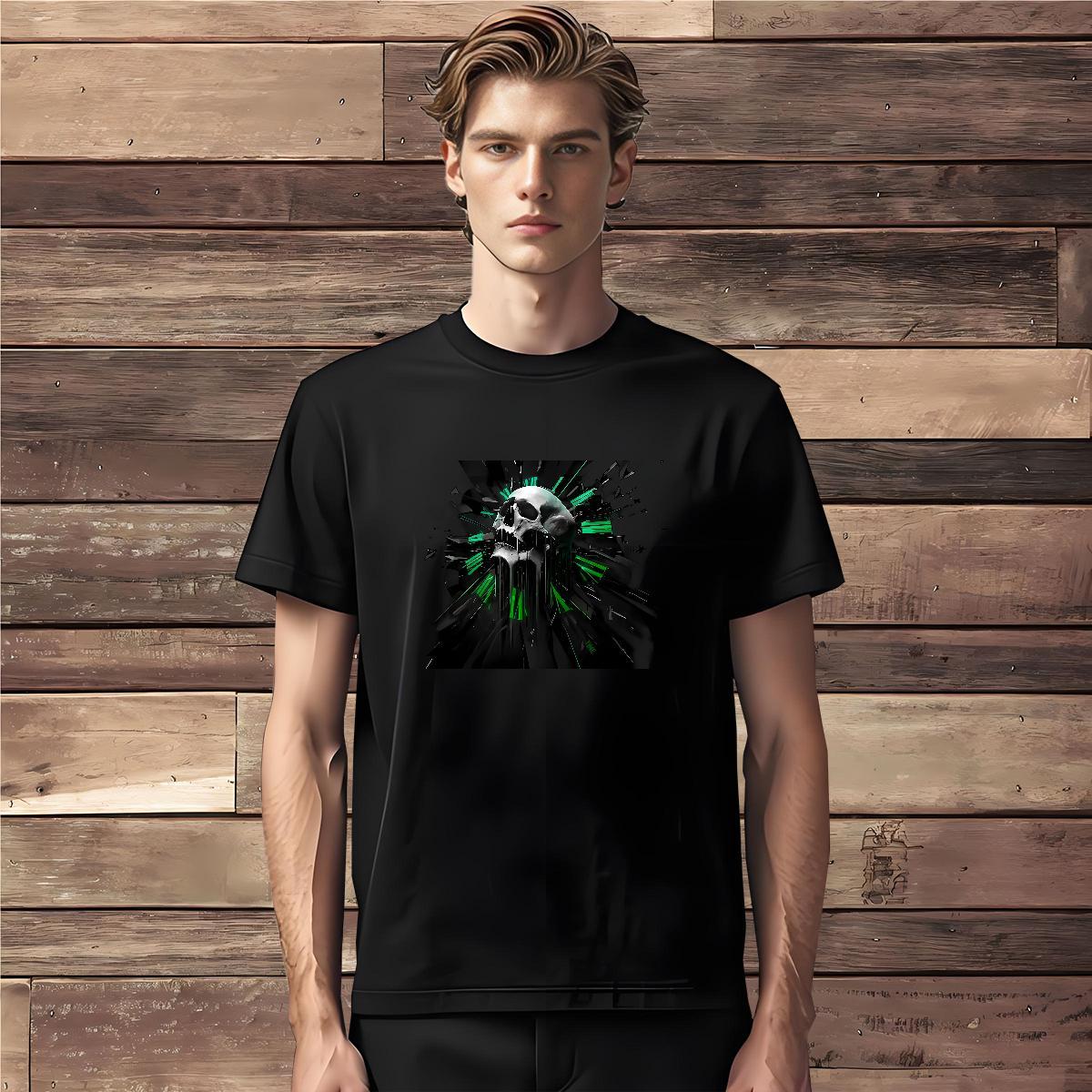 Brand T-Shirts 230g Cotton skull Outdoor Anime Print Breathable Soft Men Tshirts Classic Tops