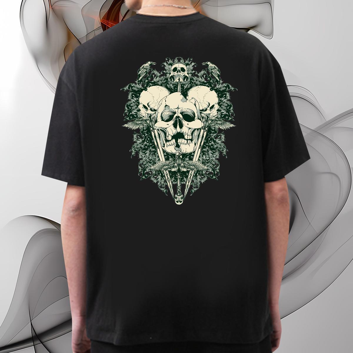 TOP Quality T-Shirts 230g Pure Cotton skull Daily Outfit Plus Size Cartoon Breathable Soft Men Tees Classic Tshirts