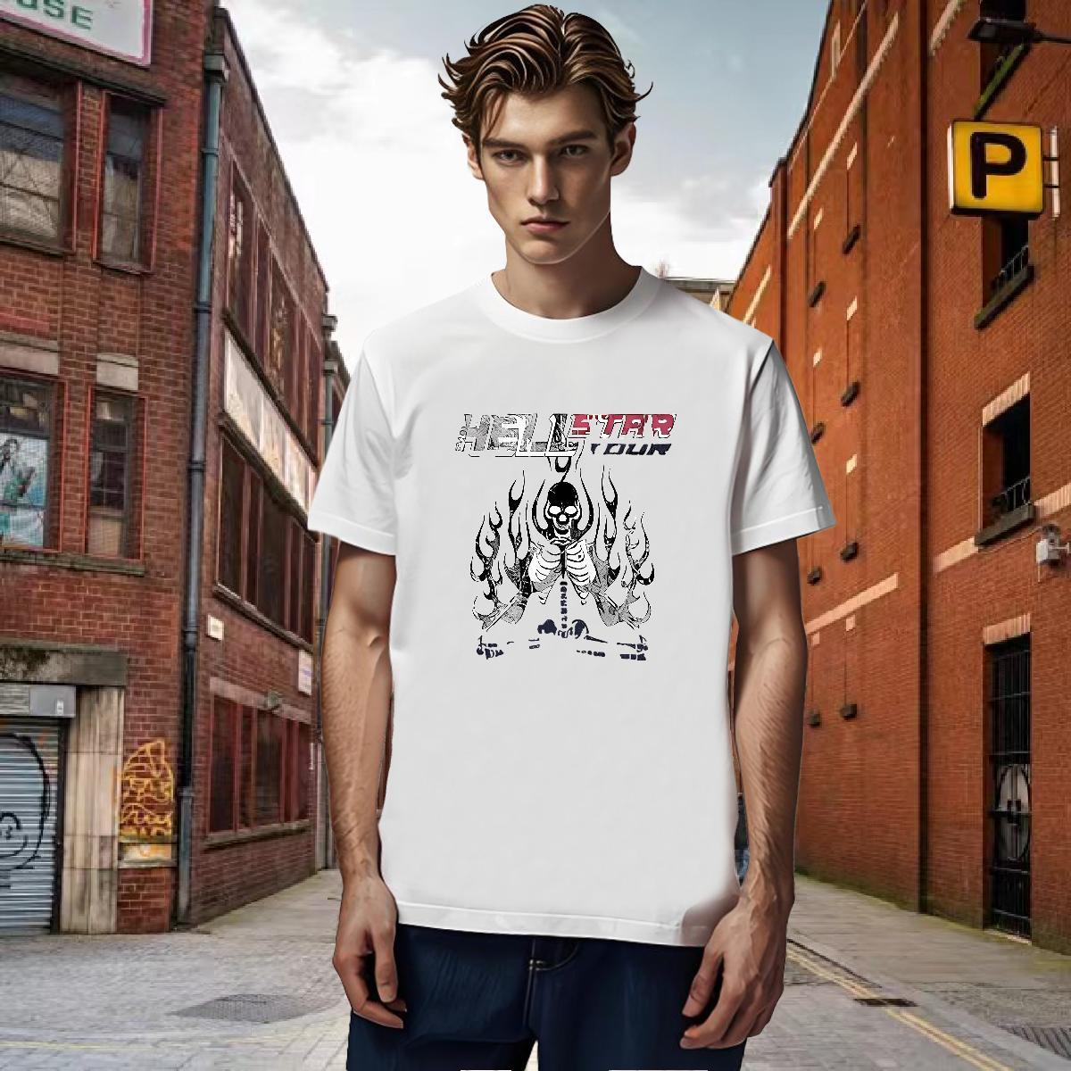 Unisex T-Shirts for Men 230g Pure Cotton skull Street Oversized Breathable Soft Men Tees Fashion New Polos