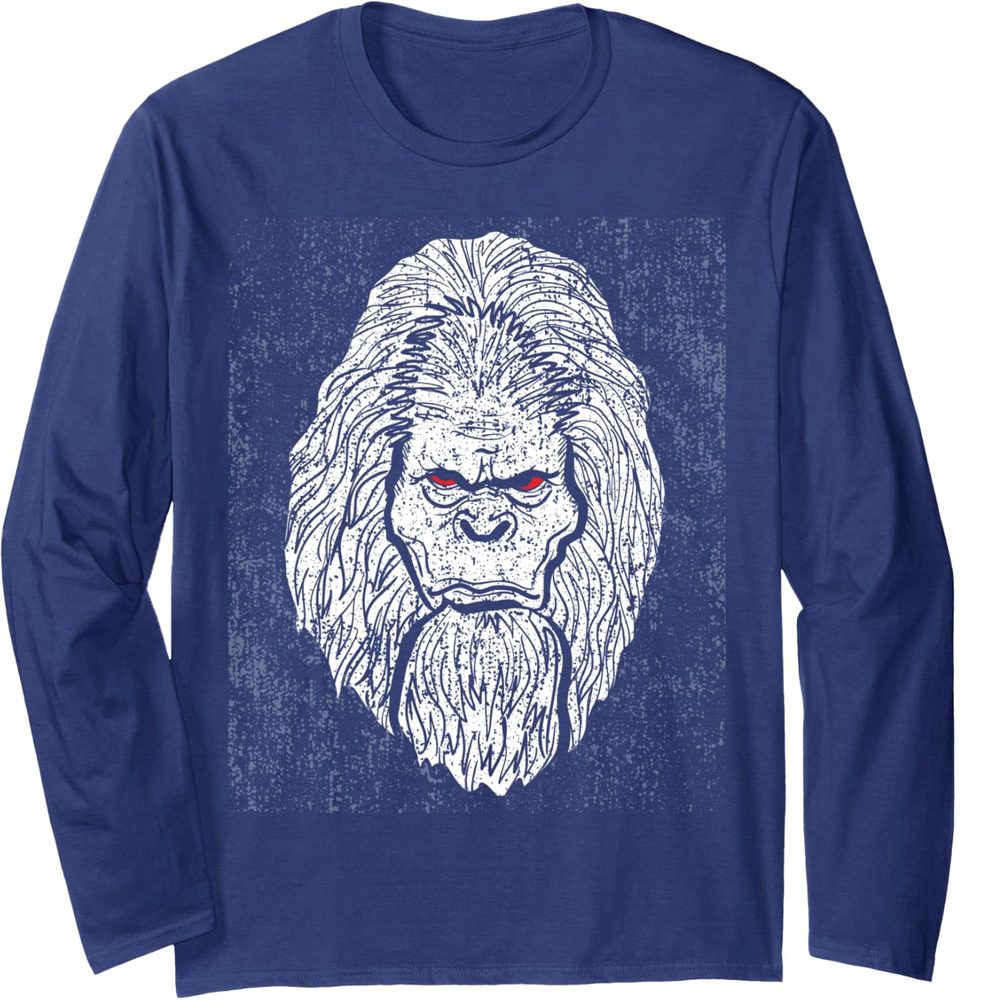 Long Sleeve Shirts for Men sweatshirt Hairy Bigfoot Face With Red Angry Eyes Funny Gift Long Sleeve T-Shirt T shirt Tee Streetwear Casual tops clothes