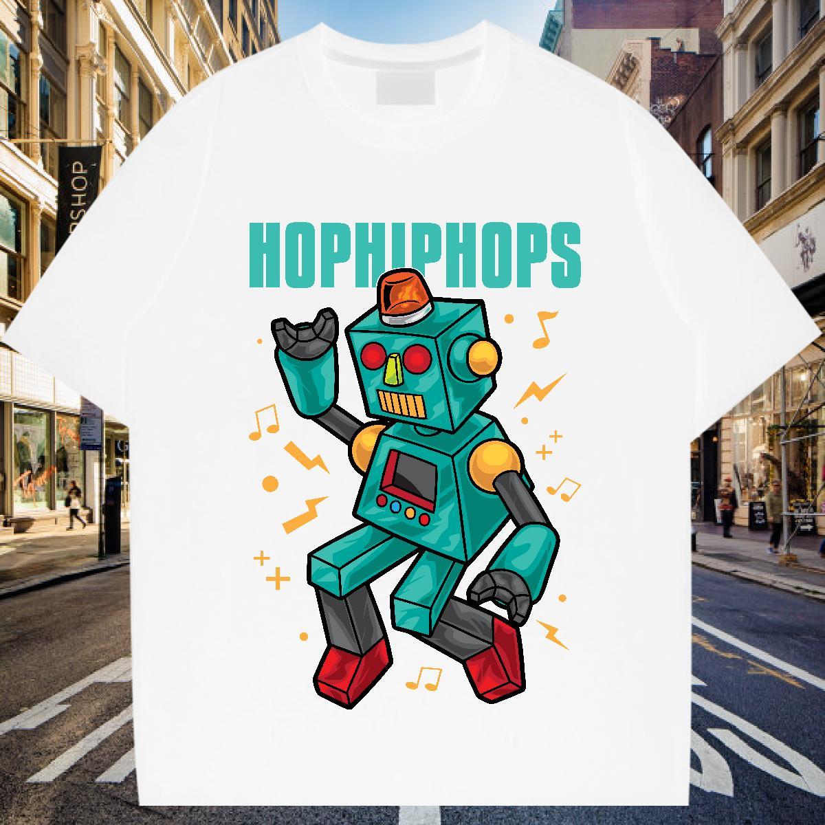 Cool Design Men T Shirts 100% Cotton 230g robot Street wear Hip Hop White Plus Size Breathable Short Sleeve Men Tshirts Stylist Tops Shirt