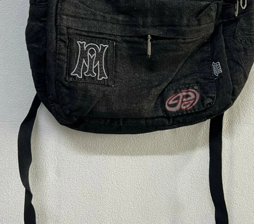 Y2k Aesthetic All Match Letter Embroidery Backpack Patchwork Vintage Gothic Schoolbags Casual Students Backpacks 241120