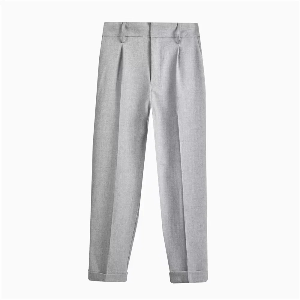 Spring Womens Casual Versatile Style Flip Collar Loose Suit Coat Fashion High Waist Pants Set 240826