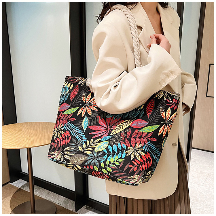 Designer Bag Shoulder Bag Luxury Bag New Arrival Fashion Floral Print Beach Tote Bag, Simple Style, Perfect For Students, Back-To-School Season,