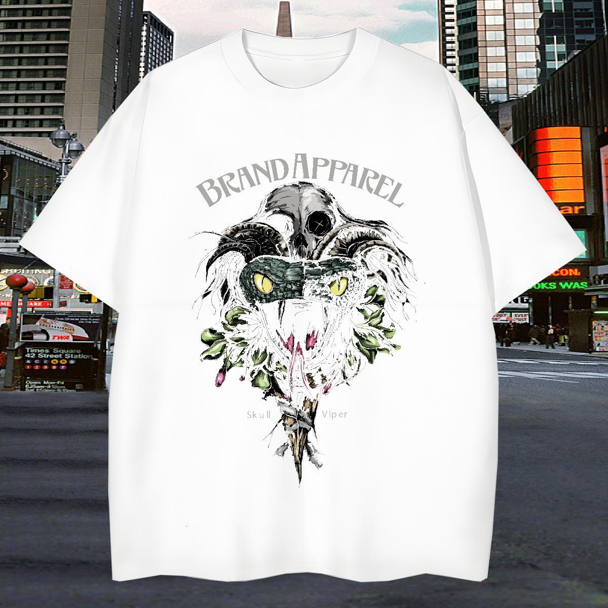 Comfortable T Shirt For Man 230g Cotton skull Hip Hop Street Plus Size Custom Breathable Crew Neck Men Tops Tees 2024 New Top Tees
