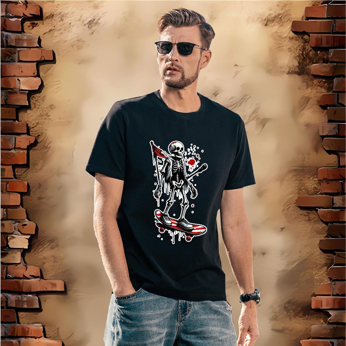 Wholesale T Shirt For Man 230g Cotton skull Summer Casual DIY Anime Breathable Crew Neck Couples T Shirts Fashion Designer Top Tees