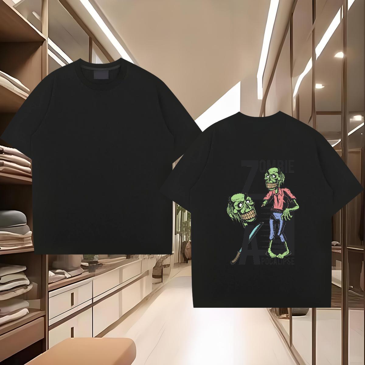 Soft Man T Shirts 100% Cotton 230g skull Anime Printing Street DIY Printed Crew Neck Men Tshirts 2024 DIY Tops