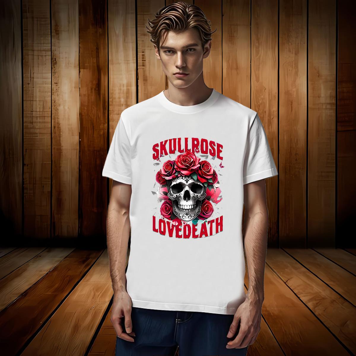 Cool Design Mens T Shirts 230g Pure Cotton flower Daily Wear Black Oversized Breathable Soft Men Tops Tees 2024 DIY Tshirts