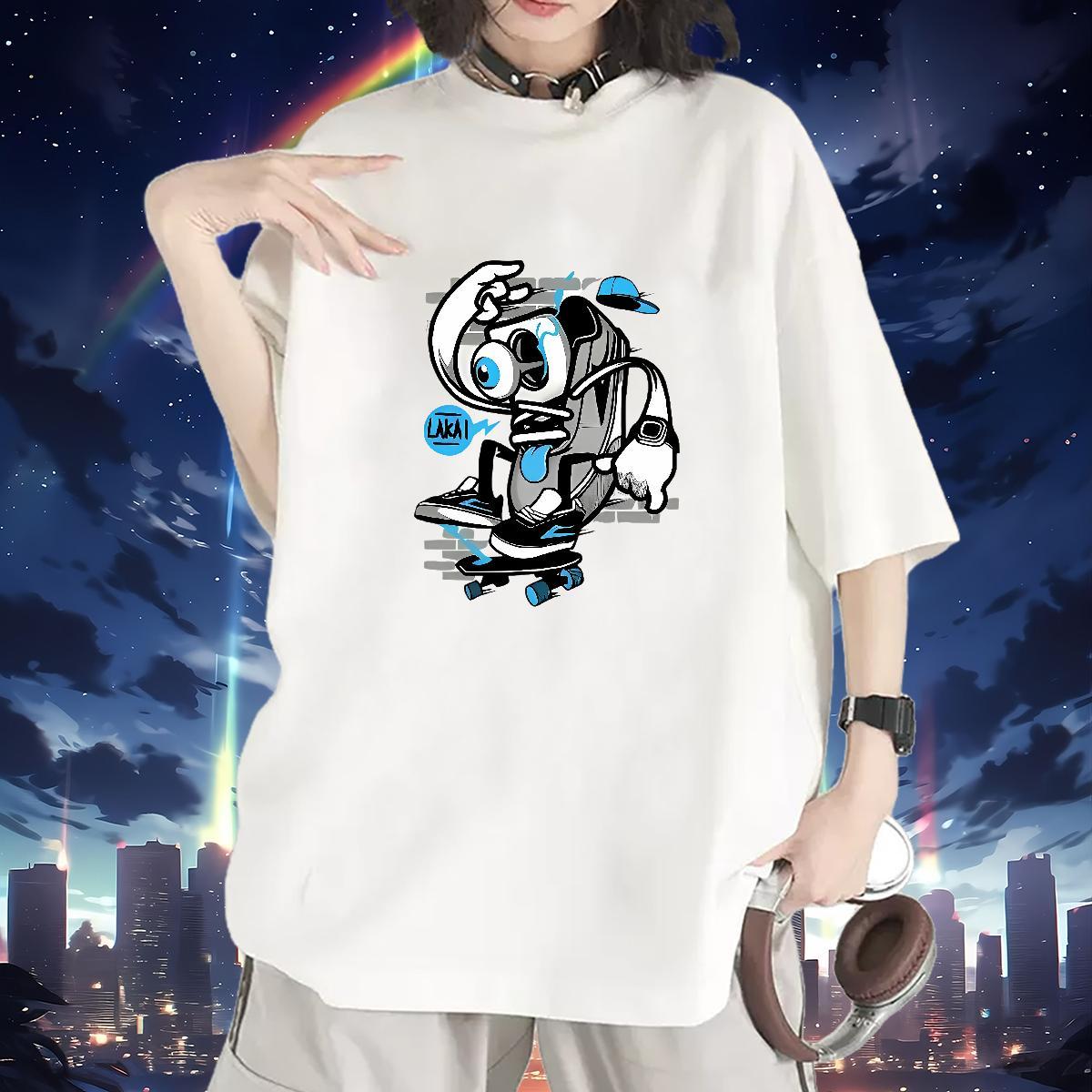 Female Unisex Tshirts 230g Pure Cotton painting Sport T-Shirts O Neck Short Sleeves Black Oversized Tops Tees