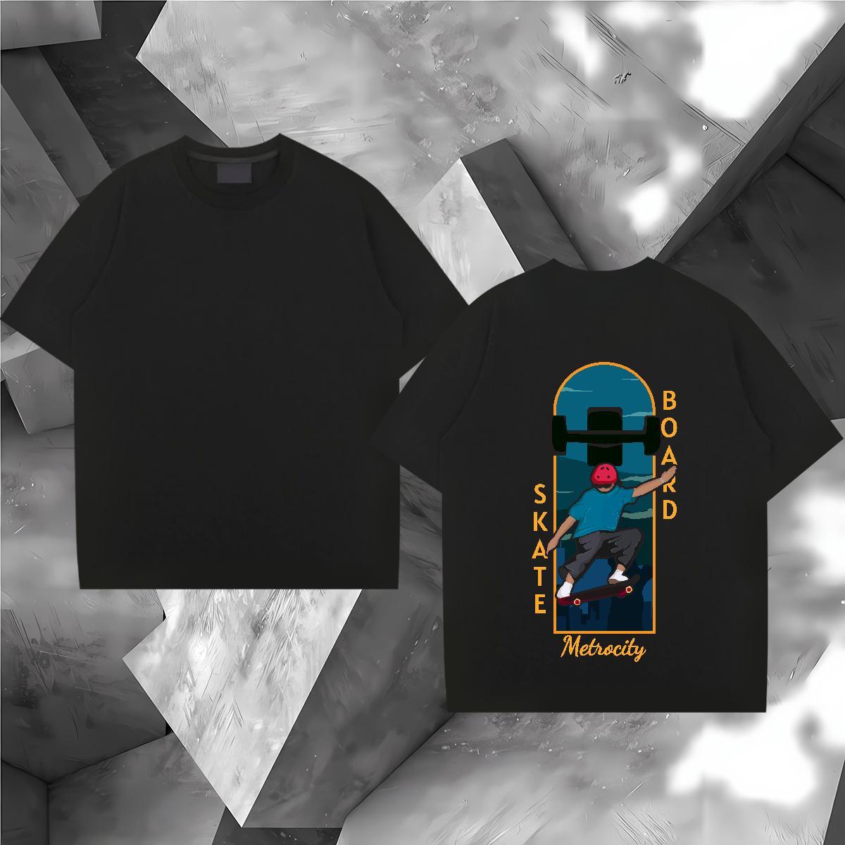 Designer T-Shirts for Men 230g Cotton painting Hip Hop DIY Logo Oversized Breathable Short Sleeve Men Tops Tees 2024 New Polos