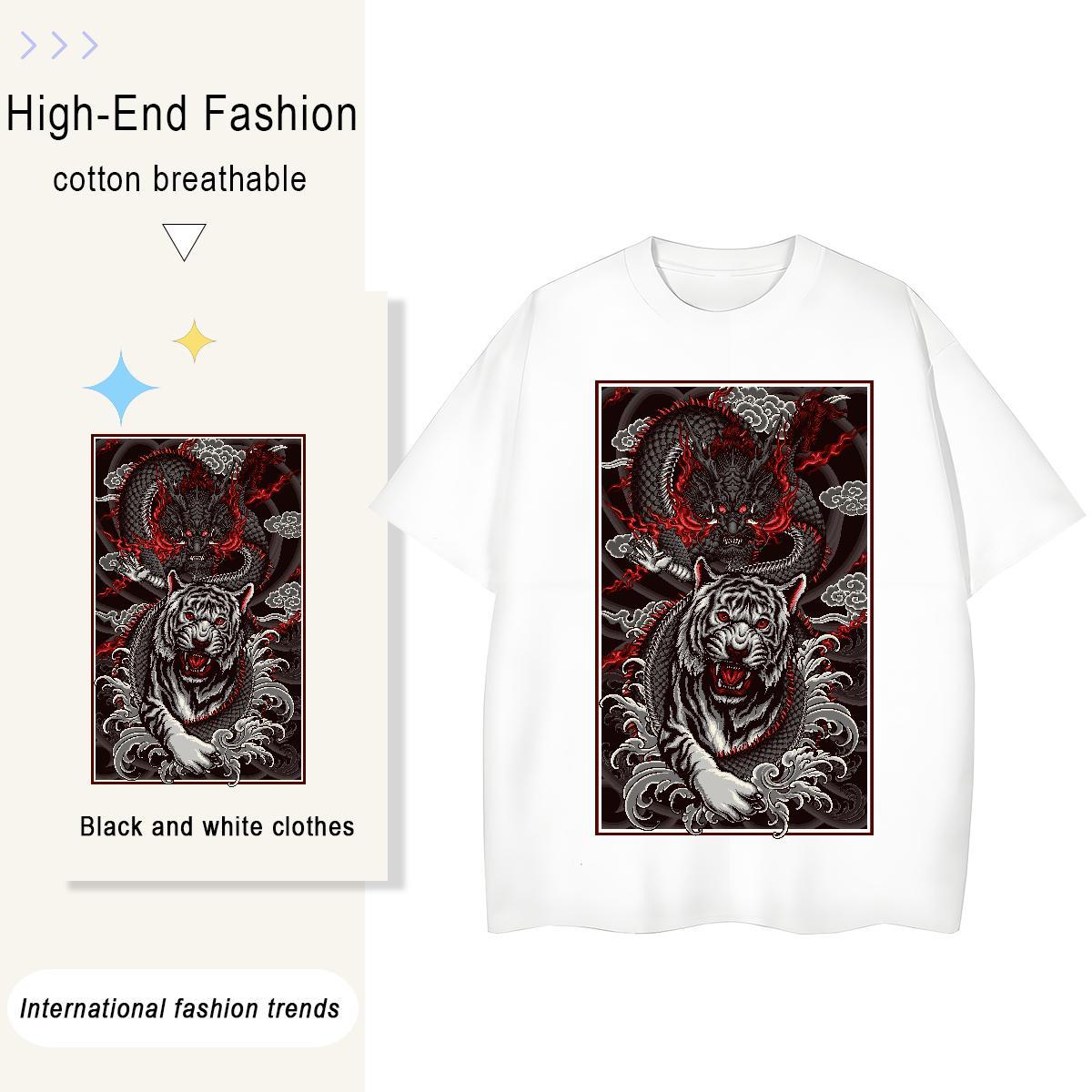 Designer T-Shirts for Men 100% Cotton 230g ferocity Street Casual Plus Size Custom Breathable Men Clothes T-Shirt 2024 New Top Tees