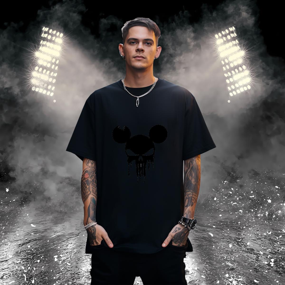 Popular T Shirt For Man 230g 100% Cotton skull Daily Outfit DIY Round Neck Short Sleeve Tshirts Classic Tops Shirt