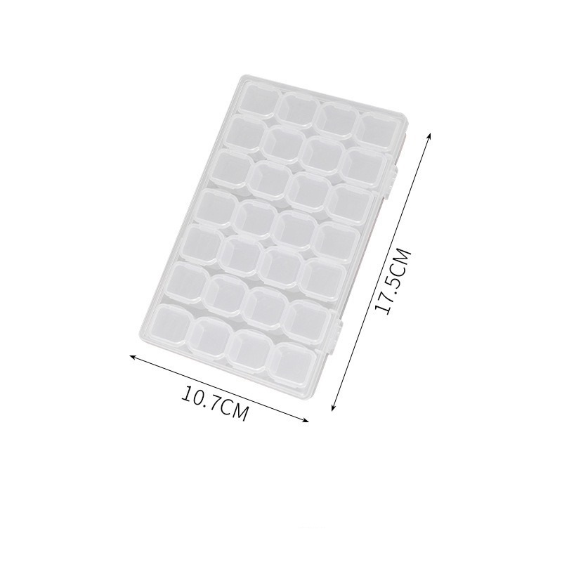 Clear Plastic Organizer Box - 28 Compartment Gridded Container with Adjustable Divider Tray for Craft Supplies & Bead Storage