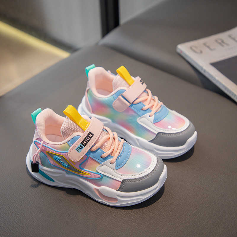 Athletic Outdoor Spring and Autumn 2024 New Breathable Mesh Sports Girls Dad Shoes Casual Trendy Middle aged Children H260130