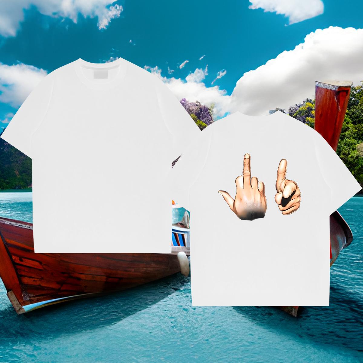 Cool Design Man T Shirts 230g Cotton hands Casual Beach Custom Printing Round Neck Short Sleeve Tshirt for Man Woman Fashion Tees Shirts