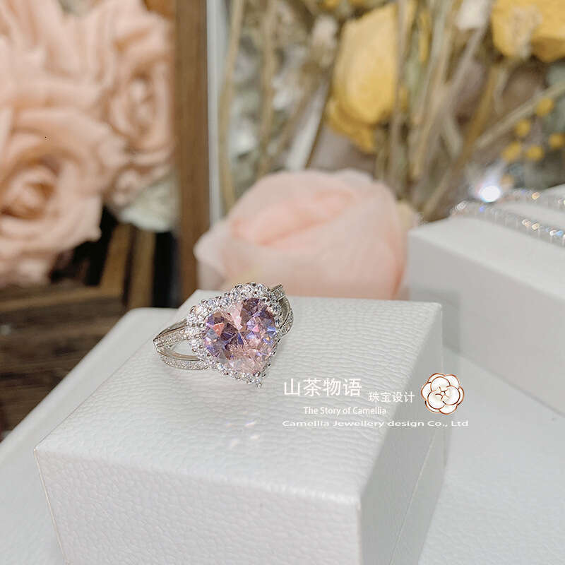 INS Top 925 Sterling Silver Diamond Retro Peach Heart Luxury Big Wedding Band Rings Luxury Rings Set for Bridal Women Engagement Finger Party Gift Des