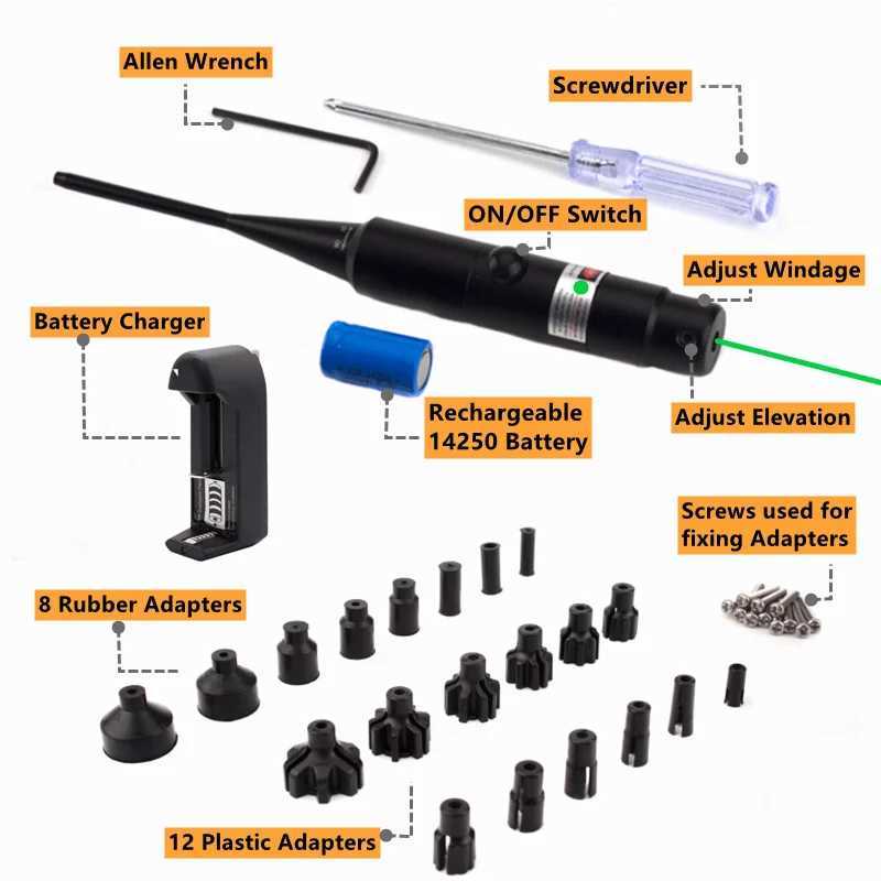 Laser Bore Sight Kit.177.22 Calibre to.78 12GA Calibre Laser Pointer Collimator Universal Aperture Sight CL240826