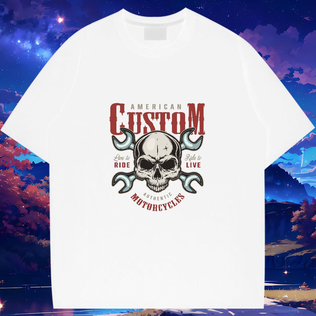 Wholesale T-Shirts 230g 100% Cotton skull Street Skull Breathable Short Sleeve Men Tshirts Designer Tops Tees