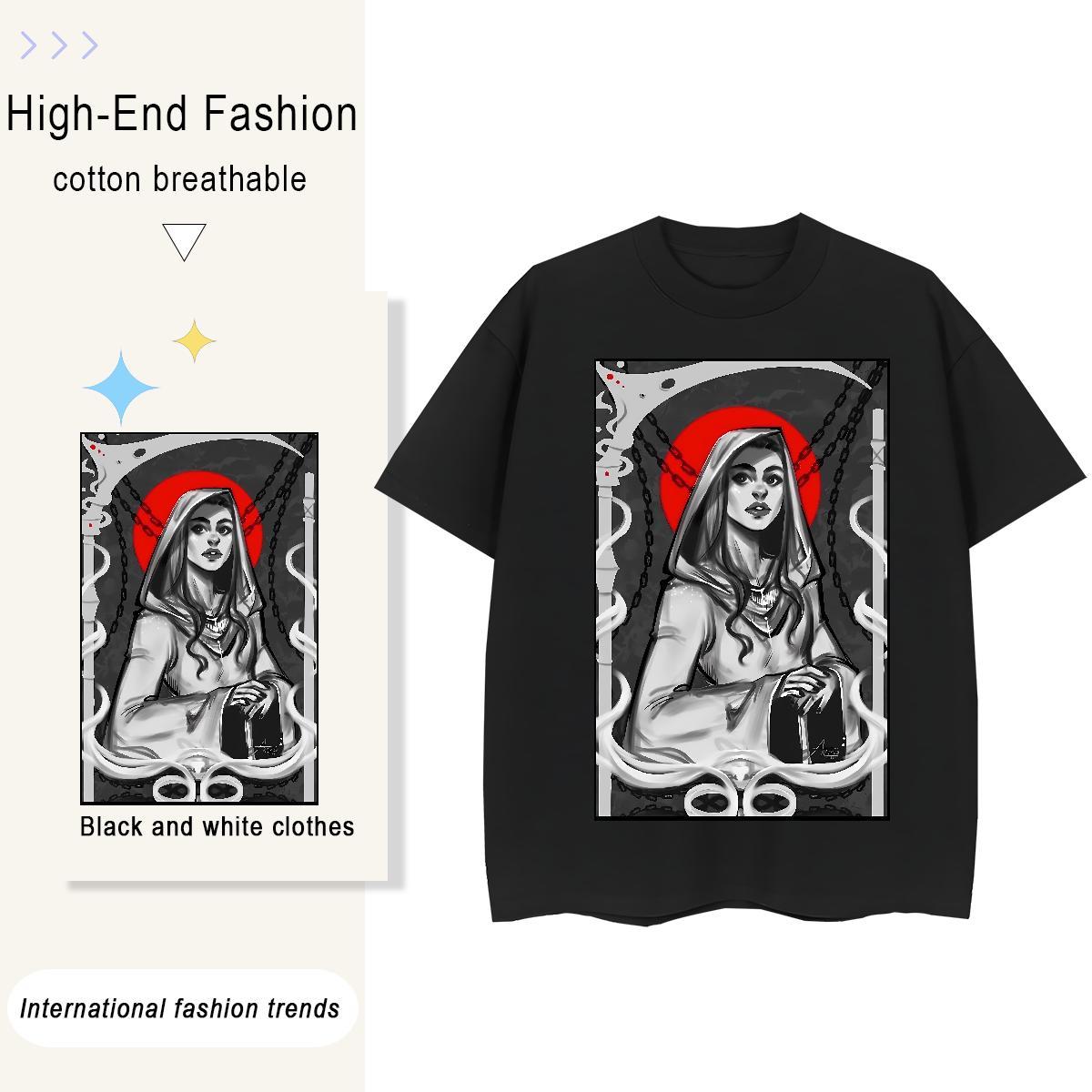 5A Women Tshirts 100% Cotton 230g nun Daily Wear Women T Shirts Crew Neck Floral Print Tees Shirts