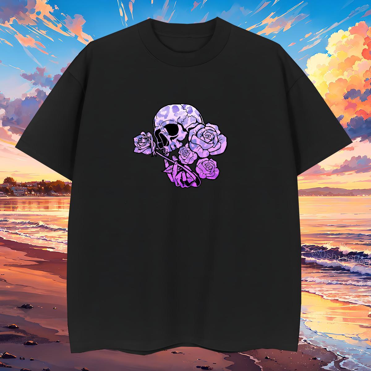 Cool Design T Shirt For Man 230g Cotton skull Hip Hop Street Oversized Round Neck Short Sleeve Men Clothes T-Shirt Wholesale Tops Shirt