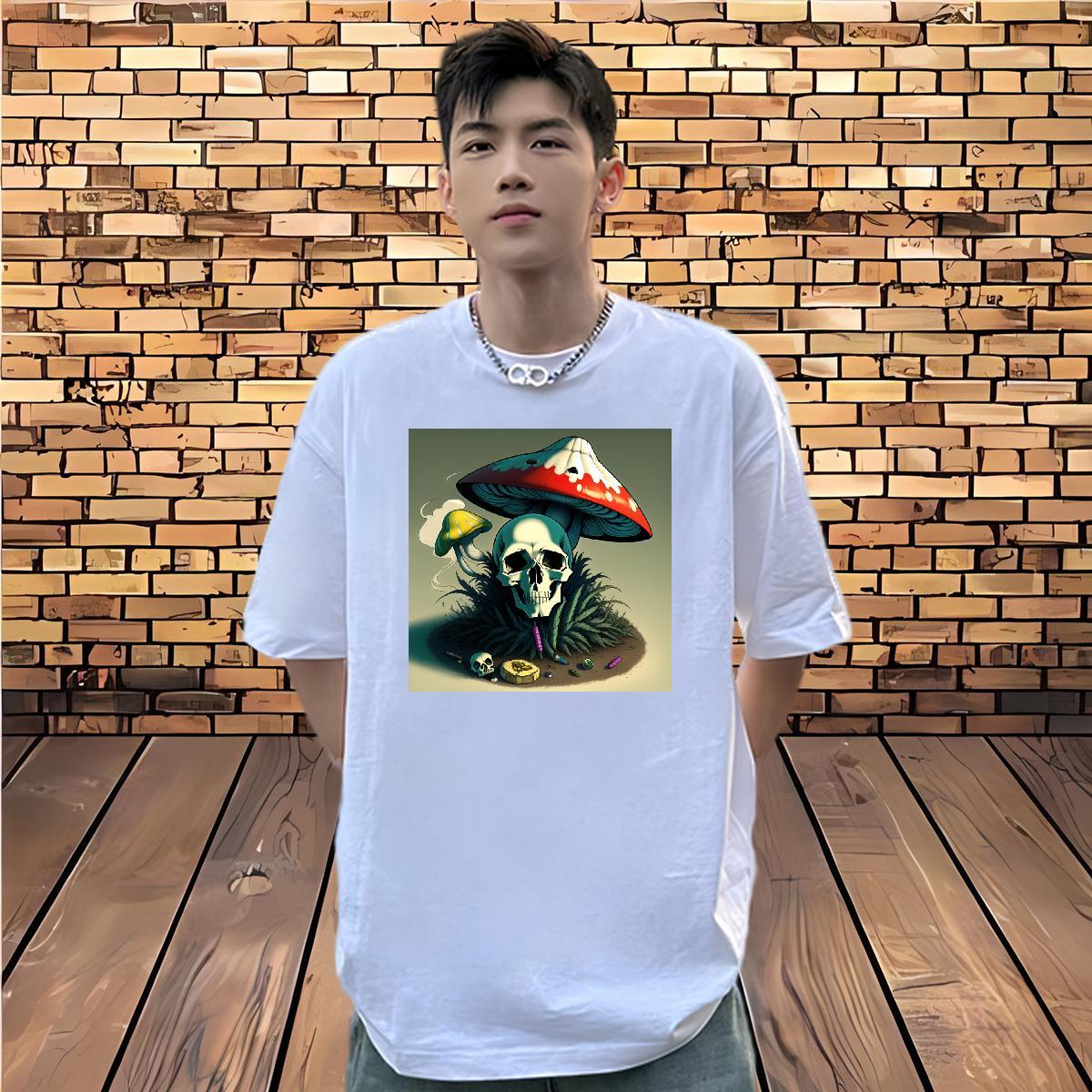 TOP Quality T Shirt For Man 230g Pure Cotton skull Casual Plus Size Custom O Neck Short Sleeves Men Tees DIY Customized Polos