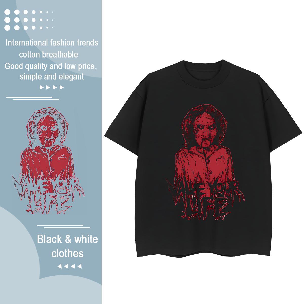 5A Unisex Tshirts 230g Cotton skull Daily Outfit T Shirts Women Breathable Short Sleeve DIY Anime Printed Top Tees