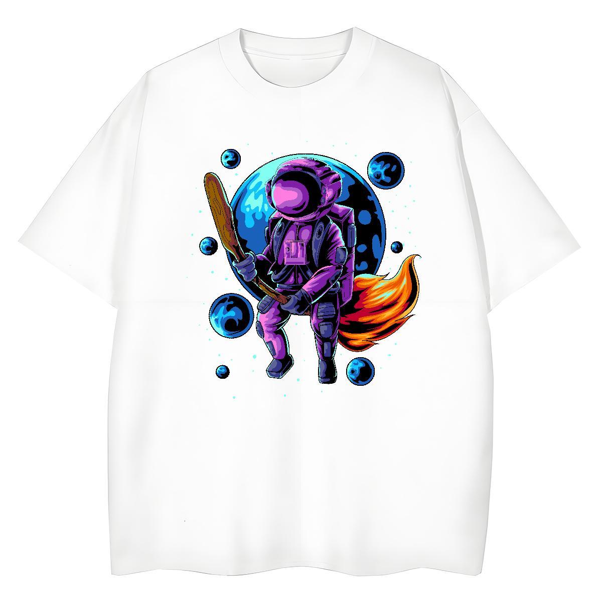 Loose Lady T shirt 230g Cotton universe Summer Casual Woman T Shirts Breathable Short Sleeve Custom Cartoon Tshirts
