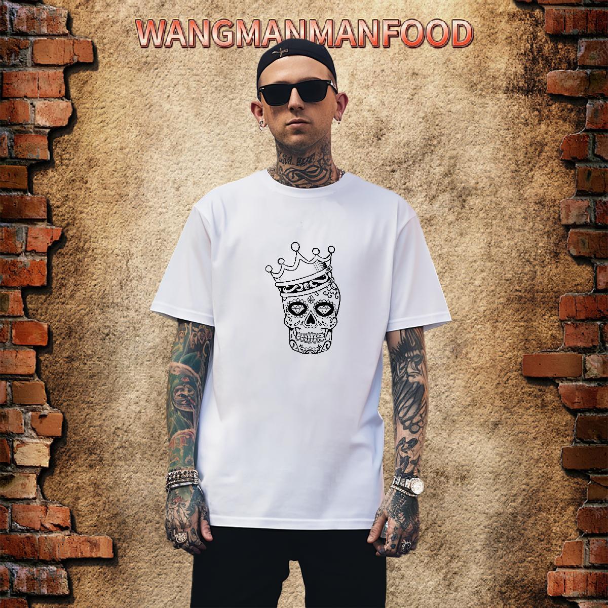 Cool Design Men T Shirts 230g Cotton skull High Street Hip Hop Custom Big Size Crew Neck Breathable Tshirts Wholesale Clothes