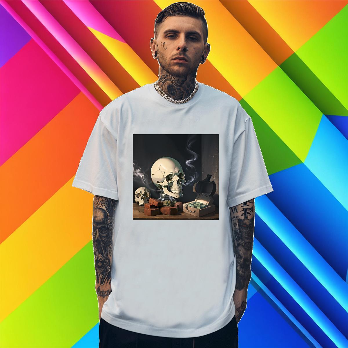 Popular Man T Shirts 230g 100% Cotton skull Street DIY Crew Neck Breathable Men Tshirts Fashion Designer Tops Tees