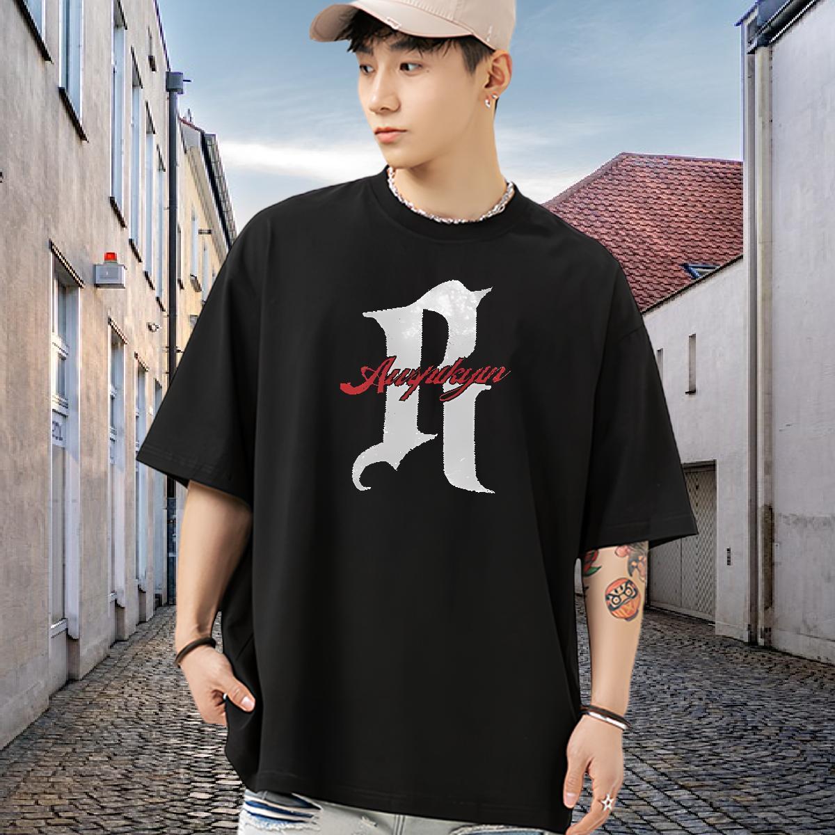 Unisex Man T Shirts 230g 100% Cotton letter Casual White Plus Size O-Neck Short Sleeve Tshirt for Man Woman 2024 Tops