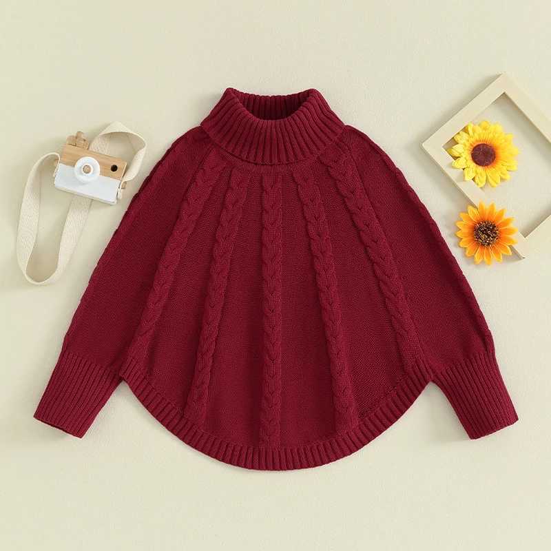 1-6Y Childrens Girls Solid Color Sweater 2023 Autumn Winter Baby Long Bat Sleeve Turtle Neck Knitted Sweater Clothing Childrens ClothingW240824