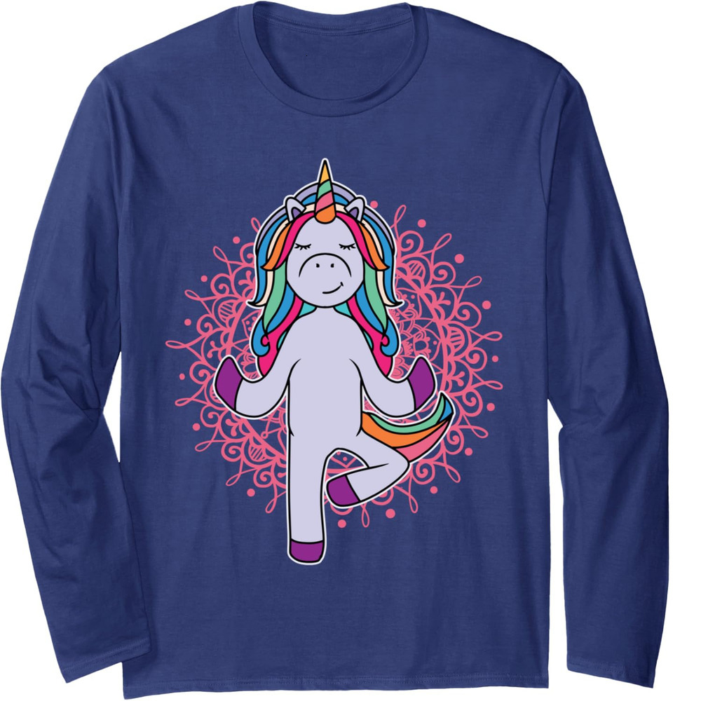 Long Sleeve Shirts for Men sweatshirt Namaste Yoga Unicorn - Unicorns Lover Funny Gift Long Sleeve Tee Streetwear Casual tops clothes