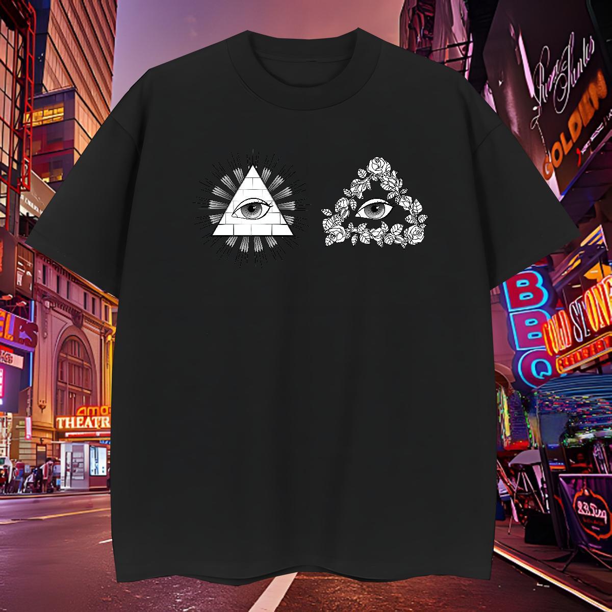 Cool T-Shirts 230g Cotton eye of the devil High Street Hip Hop Customized Print Pure Cotton Men Clothes T-Shirt Fashion Casual Tops Shirt