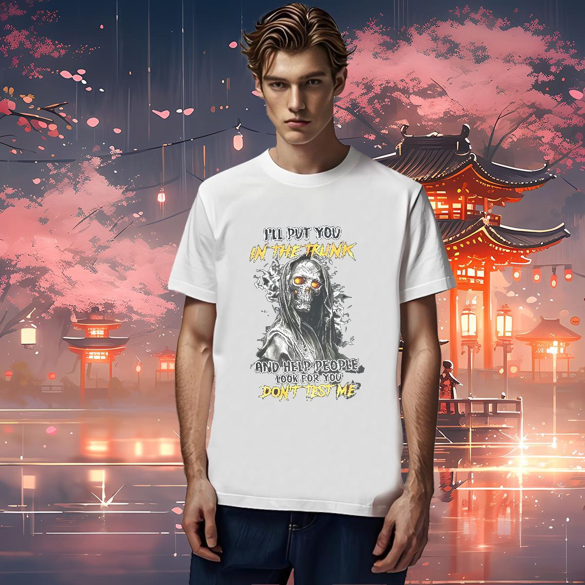 Wholesale T Shirt For Man 230g 100% Cotton skull Anime Printing Street Oversized Short Sleeve O-Neck Tshirts 2024 Summer Polos