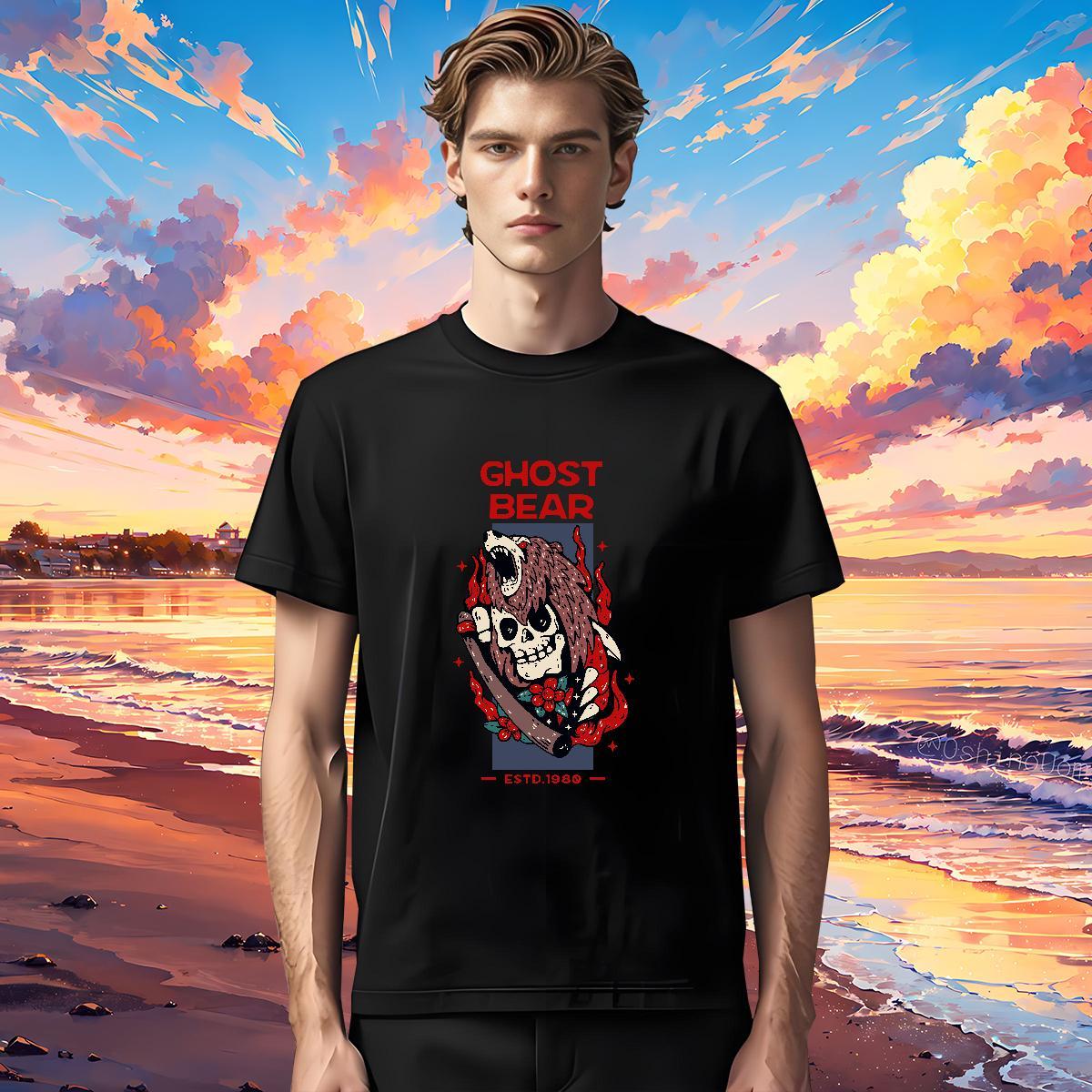 Loose Fit Mens T Shirts 100% Cotton 230g skull Street wear Hip Hop Graphic Breathable Crew Neck Men Tshirts Wholesale Wear