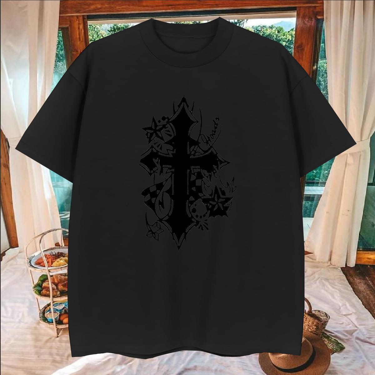 Loose Fit T-Shirts for Men 230g 100% Cotton Religion Spring Summer Floral Print Breathable Men Tops Tees Designer Fashion Clothings