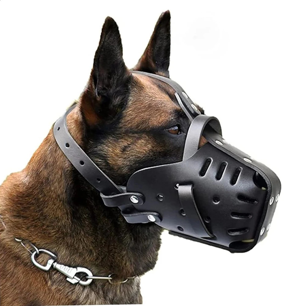 Leather Pet Dog Basket Muzzles German Shepherd Doberman Anti Bite Mouth Cage Training Defense Masks for Dogs y240824