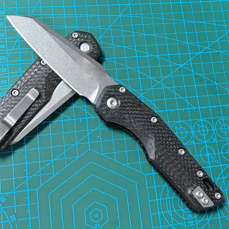 New High End MSI Pocket Folding Knife M390MK Stone Wash Tanto Blade Carbon Fiber Handle Outdoor Ball Bearing EDC Pocket Knives with Retail Box