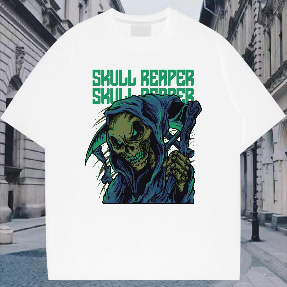 Cool Design T-Shirts for Men 230g Pure Cotton skull Street Casual Customized Print Breathable Crew Neck Mens Tshirts 2024 Designer Tops Tees