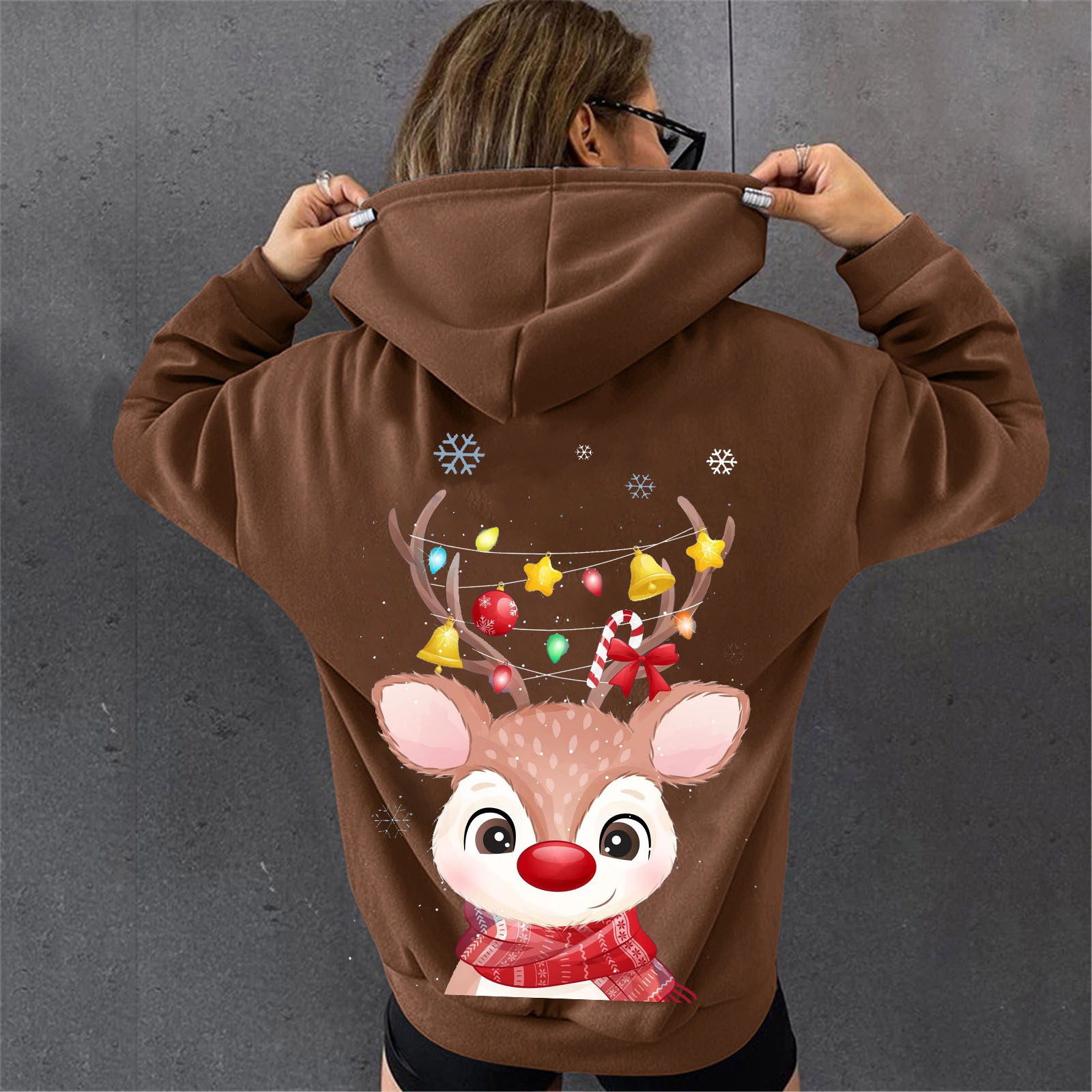 Women's hooded cute deer print hoodie dongdumaoyi