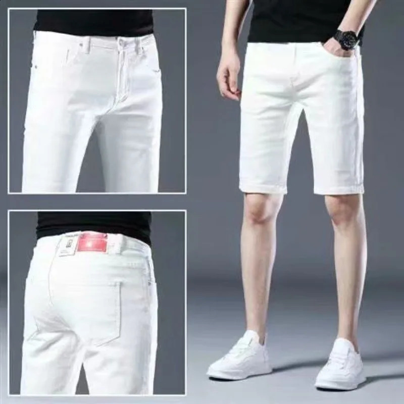 Summer Streetwear Fashion Men Clothing White Denim Shorts Koreon Casual Male Thin Pockets Versatile Sports Straight Short Pants 240824