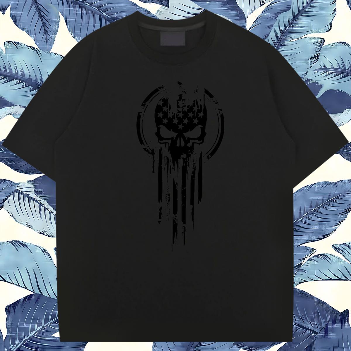 Classic T shirt 230g 100% Cotton skull Outdoor Asian Size Breathable Crew Neck Men Tees Designer Fashion Top Tees