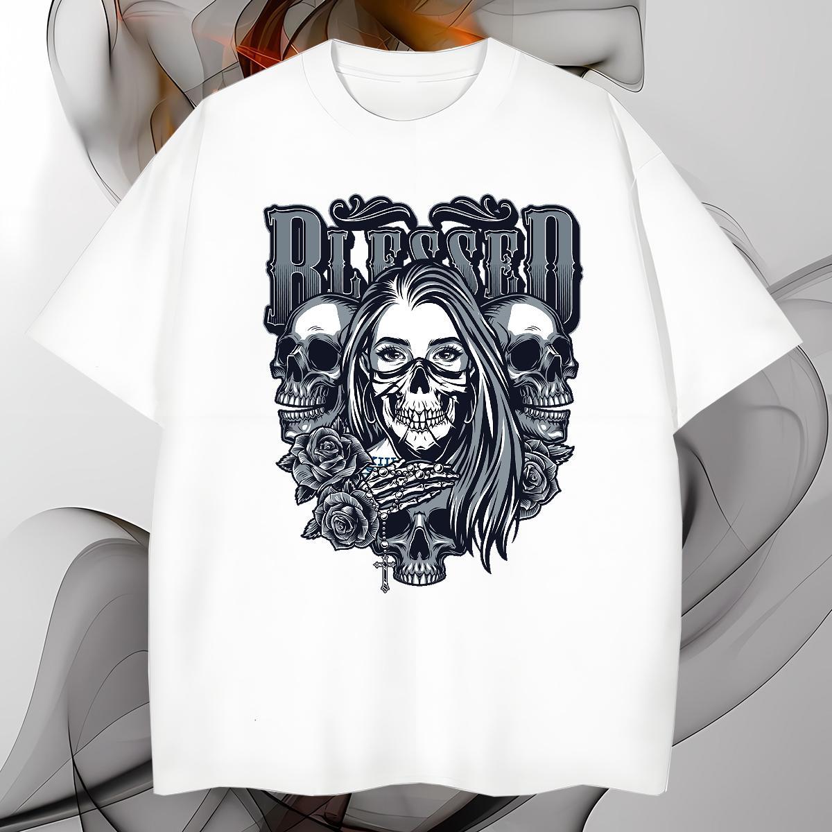 Cool Design T Shirt For Man 230g Pure Cotton skull Home Outdoor Customized Print Breathable Short Sleeve Men Tshirts Designer Polos