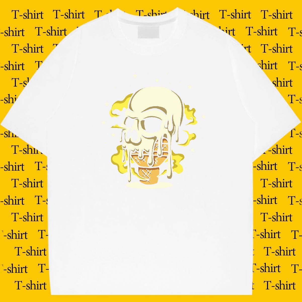 Loose Fit T-Shirts for Men 230g 100% Cotton skull Daily Wear Graphic Breathable Crew Neck Mens Tshirts New Designer Top Tees