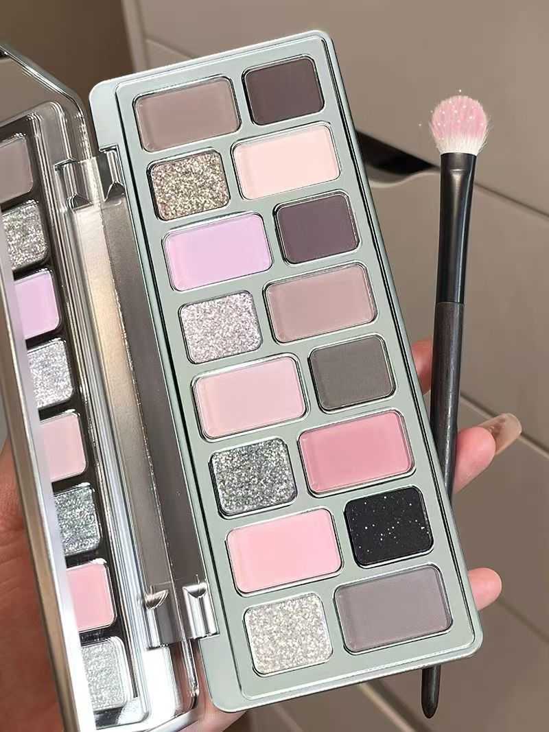 Cool Rose Pink Brown Broken Dia ~ Steal Heart 16 Color Eyeshadow Matte Pearl Glitter Cos Play Makeup Cement Tray Daily W240826