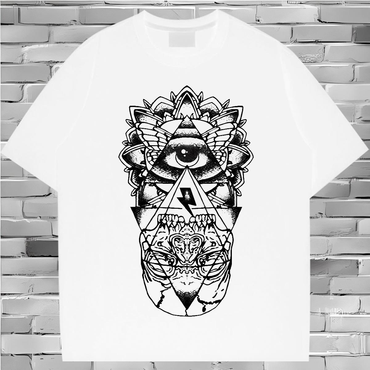 Cool T shirt 230g Cotton eye of the devil Casual Daily Wear Oversized O Neck Short Sleeves Men Clothes T-Shirt Designer Fashion Tops